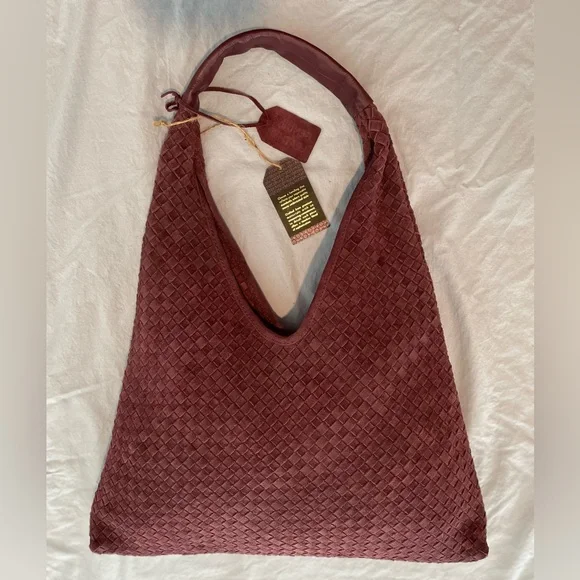 Genuine Suede Burgundy Woven Hobo Bag Fall 2025 - Picture 5 of 9